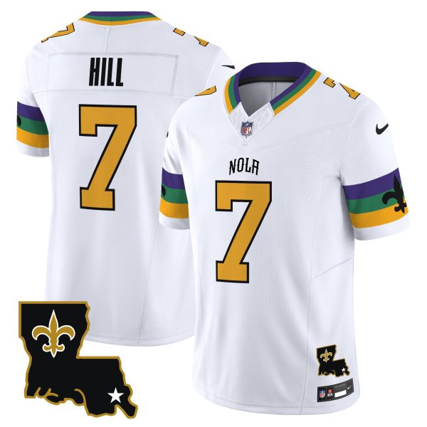Men's New Orleans Saints #7 Taysom Hill White 2024 F.U.S.E. Vapor Limited Stitched Jersey - Custom Name