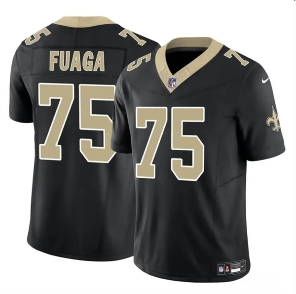 Men's New Orleans Saints #75 Taliese Fuaga Black 2024 Draft F.U.S.E Vapor Limited Stitched Football Jersey - Custom Name