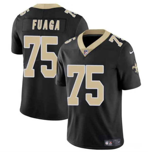 Men's New Orleans Saints #75 Taliese Fuaga Black 2024 Draft2024 Draft Vapor Limited Stitched Football Jersey - Custom Name