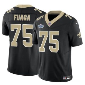 Men's New Orleans Saints #75 Taliese Fuaga Black 2024 With Dradt Patch F.U.S.E Vapor Limited Stitched Football Jersey - Custom Name
