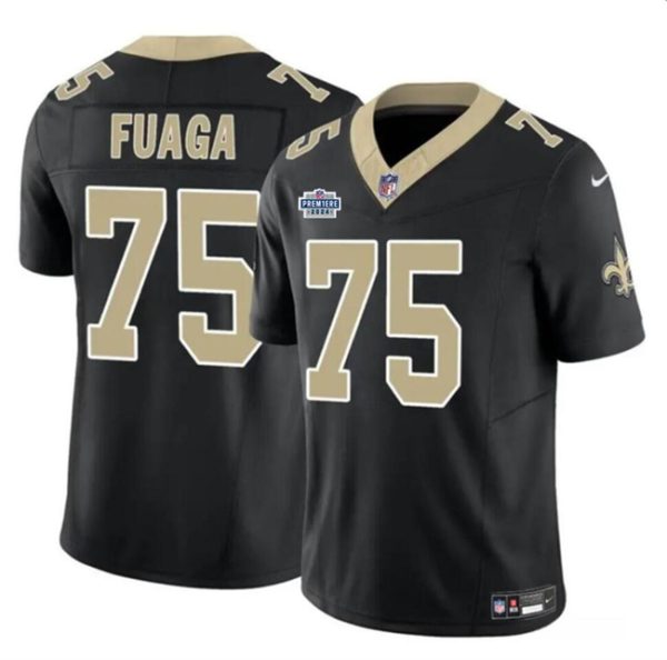 Men's New Orleans Saints #75 Taliese Fuaga Black 2024 With Dradt Patch F.U.S.E Vapor Limited Stitched Football Jersey - Custom Name