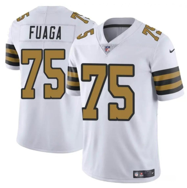 Men's New Orleans Saints #75 Taliese Fuaga White 2024 Draft Color Rush Limited Stitched Football Jersey - Custom Name
