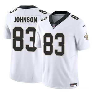 Men's New Orleans Saints #83 Juwan Johnson White 2023 F.U.S.E. Vapor Untouchable Limited Stitched Jersey - Custom Name