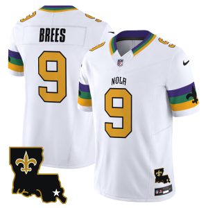 Men's New Orleans Saints #9 Drew Brees White 2024 F.U.S.E. Vapor Limited Stitched Jersey - Custom Name