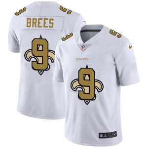 Men's New Orleans Saints #9 Drew Brees White NFL Stitched Jersey - Custom Name
