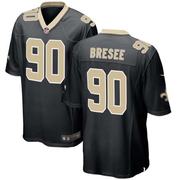 Men's New Orleans Saints #90 Bryan Bresee Black 2023 Draft Stitched Game Jersey - Custom Name