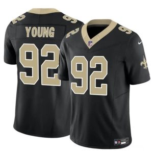 Men's New Orleans Saints #92 Chase Young Black 2023 F.U.S.E Vapor Limited Stitched Football Jersey - Custom Name