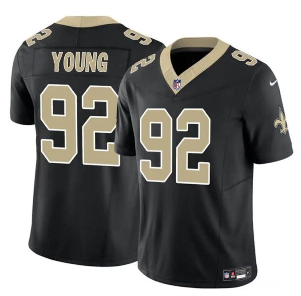 Men's New Orleans Saints #92 Chase Young Black 2023 F.U.S.E Vapor Limited Stitched Football Jersey - Custom Name