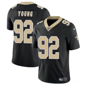 Men's New Orleans Saints #92 Chase Young Black Vapor Limited Stitched Football Jersey - Custom Name