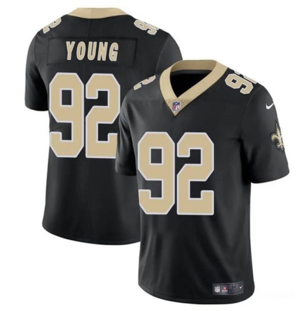 Men's New Orleans Saints #92 Chase Young Black Vapor Limited Stitched Football Jersey - Custom Name