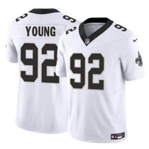 Men's New Orleans Saints #92 Chase Young White 2023 F.U.S.E Vapor Limited Stitched Football Jersey - Custom Name