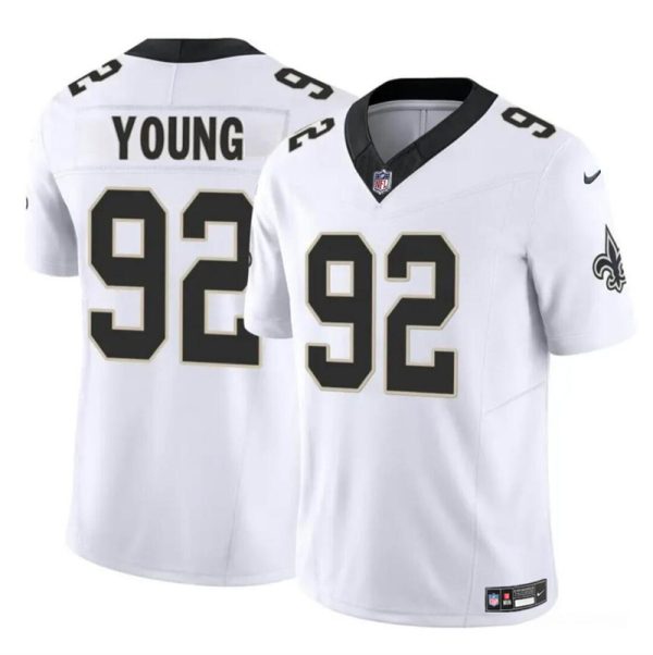 Men's New Orleans Saints #92 Chase Young White 2023 F.U.S.E Vapor Limited Stitched Football Jersey - Custom Name