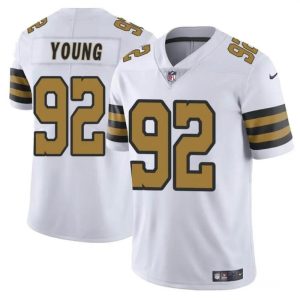Men's New Orleans Saints #92 Chase Young White Color Rush Limited Stitched Football Jersey - Custom Name