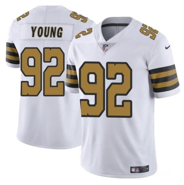 Men's New Orleans Saints #92 Chase Young White Color Rush Limited Stitched Football Jersey - Custom Name