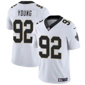 Men's New Orleans Saints #92 Chase Young White Vapor Limited Stitched Football Jersey - Custom Name