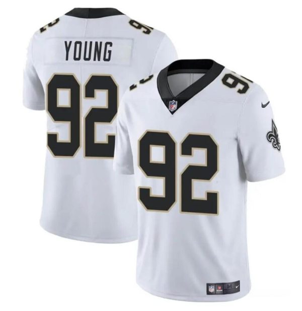 Men's New Orleans Saints #92 Chase Young White Vapor Limited Stitched Football Jersey - Custom Name