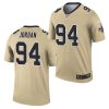 Men's New Orleans Saints #94 Cameron Jordan 2021 Gold Inverted Legend Stitched Jersey - Custom Name