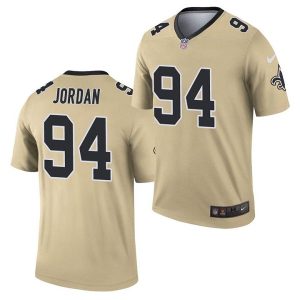 Men's New Orleans Saints #94 Cameron Jordan 2021 Gold Inverted Legend Stitched Jersey - Custom Name