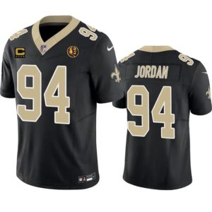 Men's New Orleans Saints #94 Cameron Jordan Black 2023 F.U.S.E. With 4-star C Patch And John Madden Patch Vapor Limited Stitched Football Jersey - Custom Name (Copy)