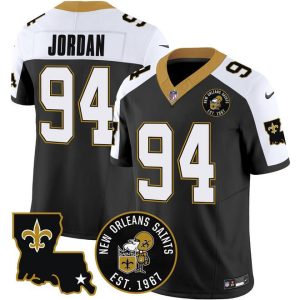 Men's New Orleans Saints #94 Cameron Jordan Black F.U.S.E. EST. 1967 Patch Vapor Stitched Jersey - Custom Name