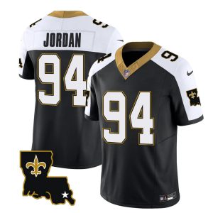 Men's New Orleans Saints #94 Cameron Jordan Black White 2023 F.U.S.E. 1987 Legacy Vapor Stitched Jersey - Custom Name
