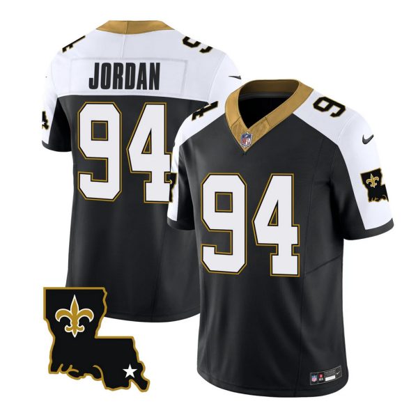 Men's New Orleans Saints #94 Cameron Jordan Black White 2023 F.U.S.E. 1987 Legacy Vapor Stitched Jersey - Custom Name