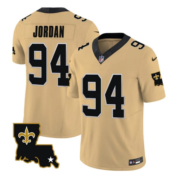 Men's New Orleans Saints #94 Cameron Jordan Gold 2023 F.U.S.E. 1987 Legacy Vapor Stitched Jersey - Custom Name