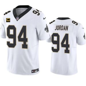 Men's New Orleans Saints #94 Cameron Jordan White 2023 F.U.S.E. With 4-Star C Patch Vapor Untouchable Limited Stitched Jersey - Custom Name
