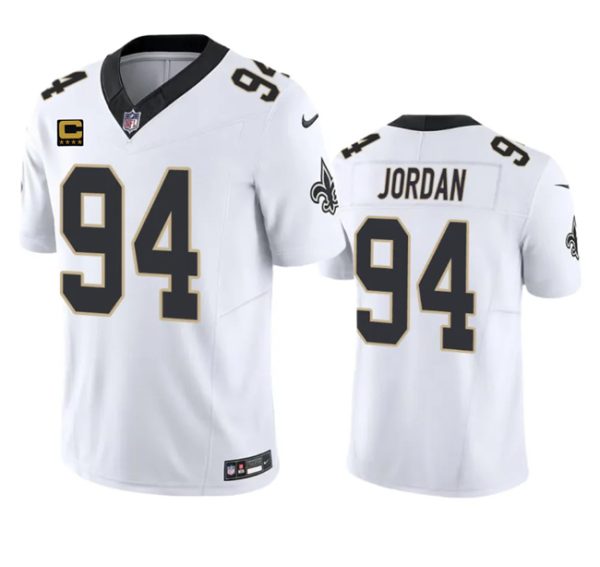 Men's New Orleans Saints #94 Cameron Jordan White 2023 F.U.S.E. With 4-Star C Patch Vapor Untouchable Limited Stitched Jersey - Custom Name