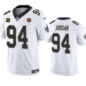 Men's New Orleans Saints #94 Cameron Jordan White 2023 F.U.S.E. With 4-star C Patch And John Madden Patch Vapor Limited Stitched Football Jersey - Custom Name