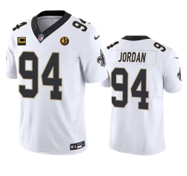 Men's New Orleans Saints #94 Cameron Jordan White 2023 F.U.S.E. With 4-star C Patch And John Madden Patch Vapor Limited Stitched Football Jersey - Custom Name
