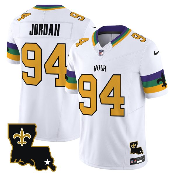 Men's New Orleans Saints #94 Cameron Jordan White 2024 F.U.S.E. Vapor Limited Stitched Jersey - Custom Name