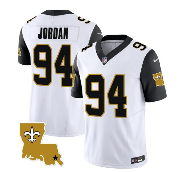 Men's New Orleans Saints #94 Cameron Jordan White Black 2023 F.U.S.E. 1987 Legacy Vapor Stitched Jersey - Custom Name