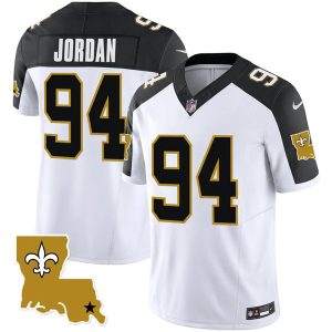 Men's New Orleans Saints #94 Cameron Jordan White Black 2023 F.U.S.E. 1987 Legacy Vapor Stitched Jersey1 - Custom Name