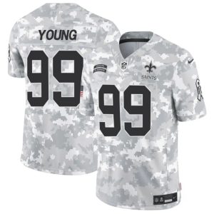 Men's New Orleans Saints #99 Chase Young 2024 F.U.S.E Arctic Camo Salute to Service Limited Stitched Football Jersey - Custom Name