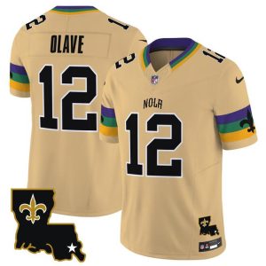 Men's New Orleans Saints ACTIVE PLAYER Custom Gold 2024 F.U.S.E. Vapor Limited Stitched Jersey - Custom Name