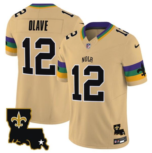 Men's New Orleans Saints ACTIVE PLAYER Custom Gold 2024 F.U.S.E. Vapor Limited Stitched Jersey - Custom Name