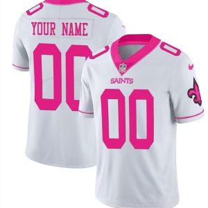 Men's New Orleans Saints ACTIVE PLAYER Custom Pink White Vapor Untouchable Limited Stitched Football Jersey - Custom Name
