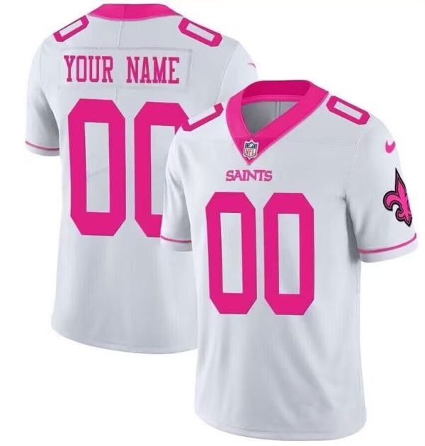 Men's New Orleans Saints ACTIVE PLAYER Custom Pink White Vapor Untouchable Limited Stitched Football Jersey - Custom Name