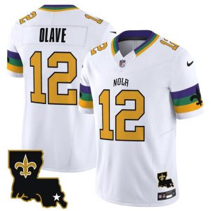 Men's New Orleans Saints ACTIVE PLAYER Custom White 2024 F.U.S.E. Vapor Limited Stitched Jersey - Custom Name