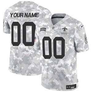 Men's New Orleans Saints Active Player Custom 2024 F.U.S.E Arctic Camo Salute to Service Limited Stitched Football Jersey - Custom Name