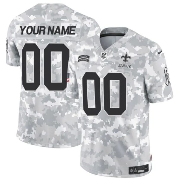 Men's New Orleans Saints Active Player Custom 2024 F.U.S.E Arctic Camo Salute to Service Limited Stitched Football Jersey - Custom Name