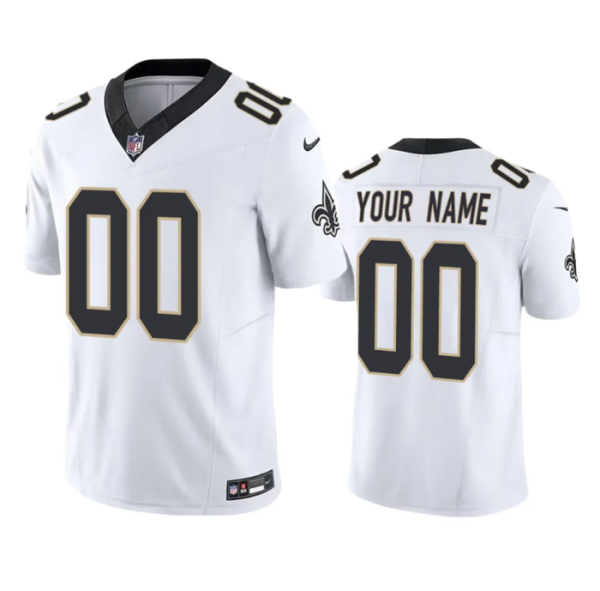 Men's New Orleans Saints Active Player Custom White 2023 F.U.S.E. Vapor Untouchable Limited Stitched Jersey1 - Custom Name