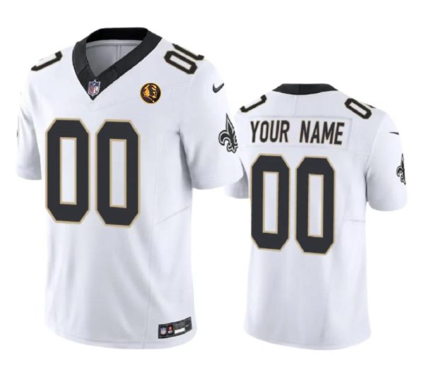 Men's New Orleans Saints Active Player Custom White 2023 F.U.S.E. With John Madden Patch Vapor Limited Stitched Football Jersey - Custom Name