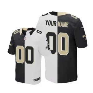 Men's New Orleans Saints Customized White Black Split Stitched Jersey - Custom Name