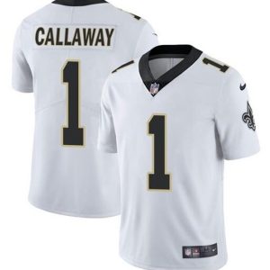 Men's New Orleans Saints Saints #1 Marquez Callaway 2021 White Vapor Untouchable Limited Stitched Jersey - Custom Name