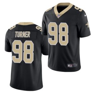 Men's New Orleans Saints Saints #98 Payton Turner 2021 Black NFL Draft Vapor Untouchable Limited Stitched Jersey - Custom Name