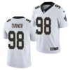 Men's New Orleans Saints Saints #98 Payton Turner 2021 White NFL Draft Vapor Untouchable Limited Stitched Jersey - Custom Name