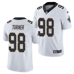 Men's New Orleans Saints Saints #98 Payton Turner 2021 White NFL Draft Vapor Untouchable Limited Stitched Jersey - Custom Name