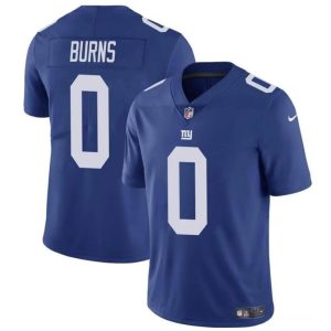 Men's New York Giants #0 Brian Burns Blue Vapor Untouchable Limited Stitched Jersey - Custom Name